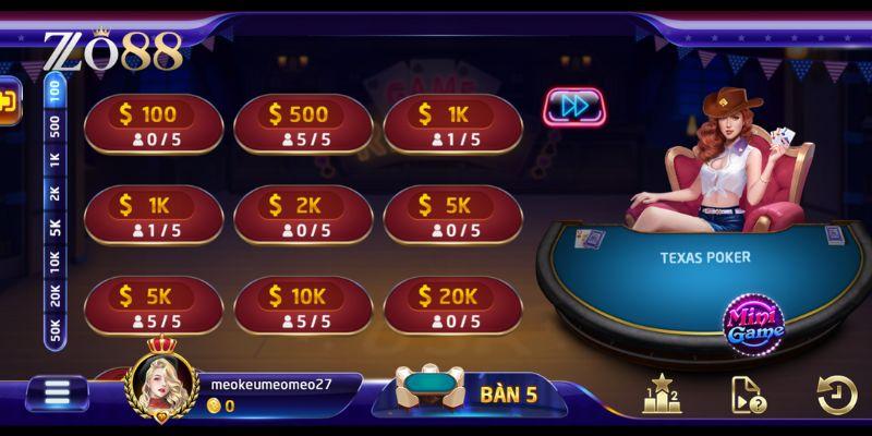 Bảng xếp hạng tay bài Poker Texas Zo88 quốc tế