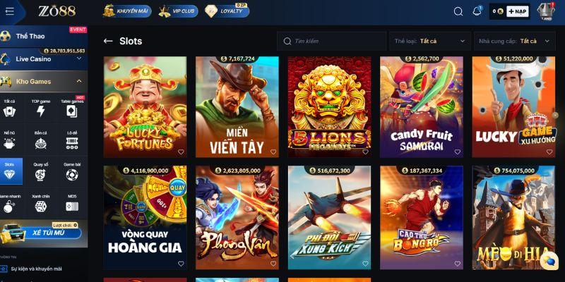 Các dòng game nổ hũ Zo88 đa dạng dễ chơi