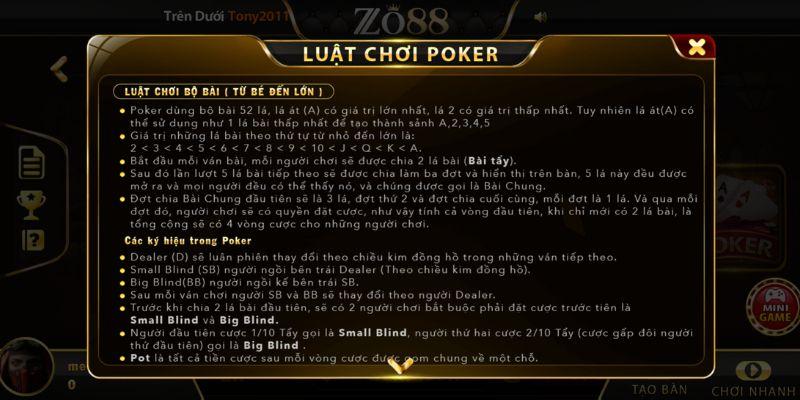 Chiến thuật chơi Poker Texas Zo88 tăng tỷ lệ thắng
