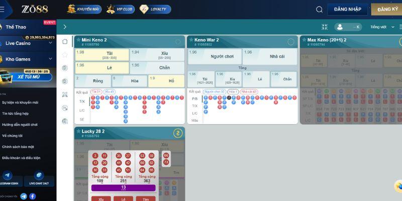 Danh mục trò chơi xổ số đa dạng tại BBIN Zo88