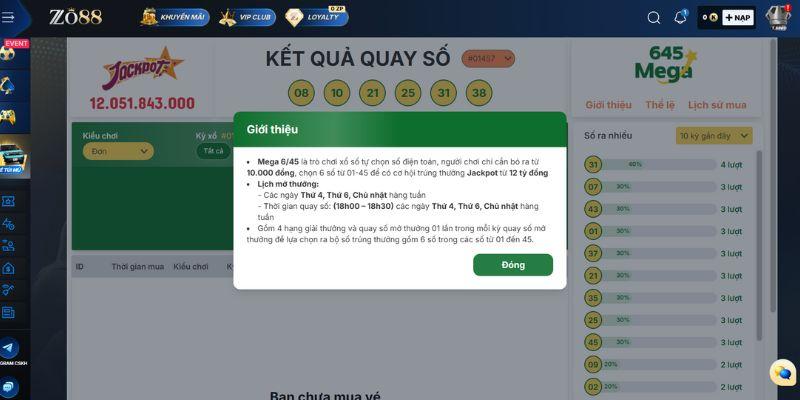 Luật chơi Mega 6/45 Zo88 dễ hiểu