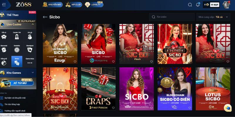 Luật chơi và các cửa cược Sicbo Zo88 cơ bản